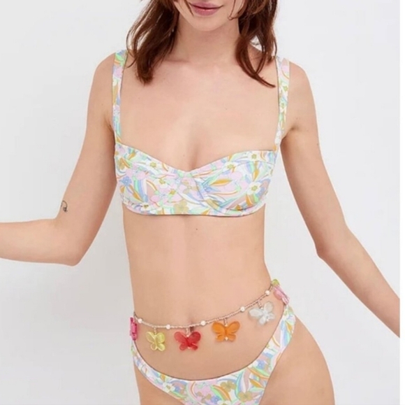 New!For Love and Lemons Devin Underwire Bikini Top - Picture 2 of 10